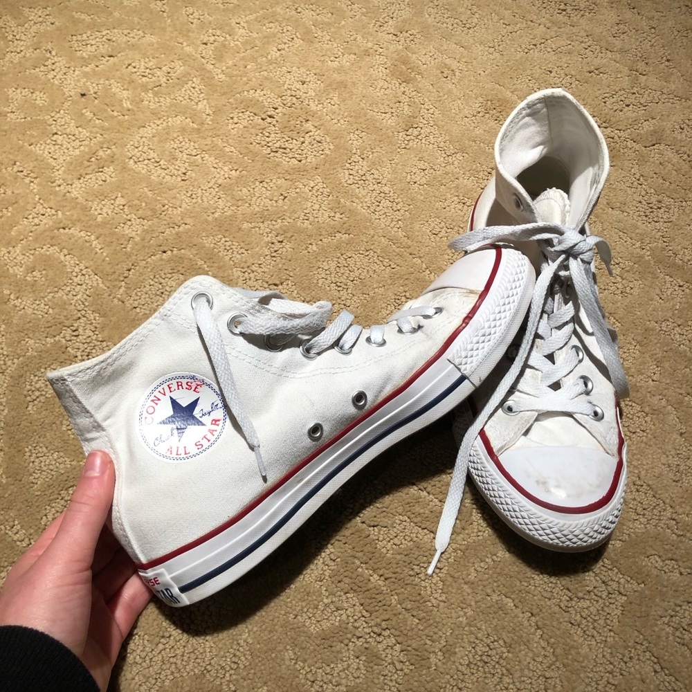 White Hi Top Converse All Stars
